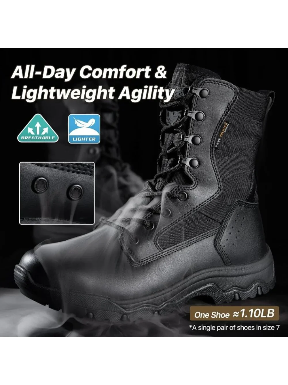 Men's Bright Black Combat Boots Durable Suede Leather Military Army Desert Boot